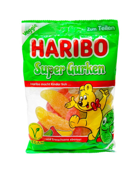 Желейные конфеты веганские Haribo Super Gurken Супер Огурцы, 200 г (4001686324837) - фото