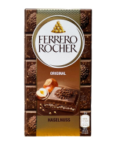 Шоколад молочний з фундучним кремом та шматочками фундука Ferrero Rocher Haselnuss Original, 90 г (8000500359488) - фото