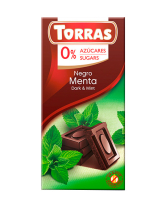Шоколад чорний без цукру, без глютену TORRAS з м'ятою 52%, 75 г (8410342003218) - фото