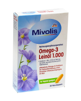 Фото продукта:Омега-3 Льняное масло 1000 Mivolis Omega-3 Leinol 1.000, 30 капсул (40664...