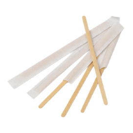 Мішалки дерев'яні береза 140 мм в індивідуальній упаковці (500 шт) - фото