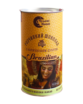 Гарячий шоколад Чудові напої Brazilian з коричневим цукром, 200 г (тубус) - фото