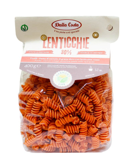 Макароны DALLA COSTA Lenticchie Fusilli Спиральки/Фузилли с красной чечевицей и томатом, 400 г - фото