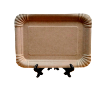 Тарелка одноразовая бумажная прямоугольная крафт, 50 шт (15,5 х 21,5 см) - фото
