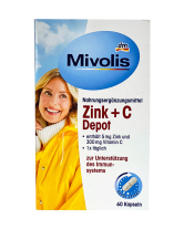 Фото продукта:Цинк+Витамин C Депо Mivolis Zink+C Depot, 60 капсул (4058172936999)