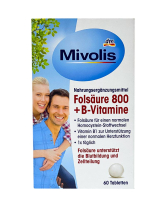 Фолієва кислота 800 + вітаміни групи В Mivolis Folsaure 800 + B-Vitamine, 60 таблеток (4058172694820) - фото