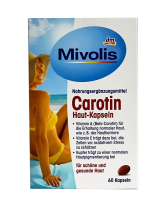 Фото продукта:Каротин для кожи Mivolis Carotin Haut-Kapseln, 60 капсул  (4058172695551)