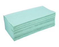 Полотенца бумажные зеленые из макулатуры, 200 шт - фото