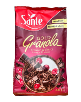 Цельнозерновые овсяные хлопья Гранола Голд с шоколадом и вишней Sante Granola Gold Brownie & Cherry, 300 г (5900617042255) - фото