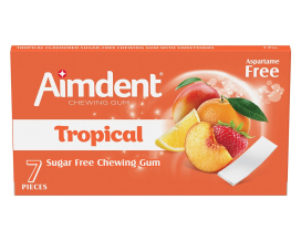 Жевательная резинка без сахара со вкусом тропических фруктов Aimdent TROPICAL, 7 шт/уп 8680976404686 - фото