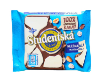 Шоколад молочный и белый с арахисом, изюмом и желейными конфетами Studentska Mlecna Bila, 90 г (8593893776852) - фото