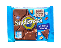 Шоколад молочний з арахісом, родзинками та желейними цукерками Studentska Mlecna, 90 г (8593893776814) - фото