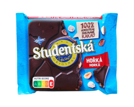 Шоколад черный с арахисом, изюмом и желейными конфетами Studentska Horka, 90 г (8593893776838) - фото