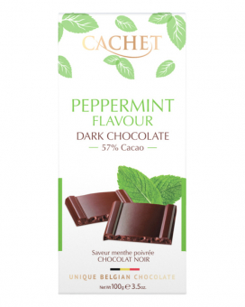 Шоколад Cachet чорний з ароматом м'яти 57%, 100 г - фото