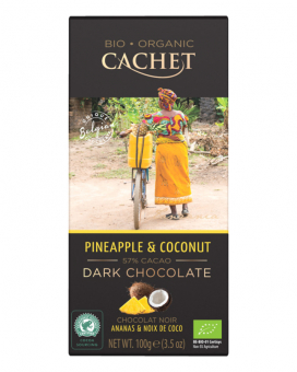 Шоколад Cachet Bio Organic чорний з кокосом та ананасом 57%, 100 г - фото