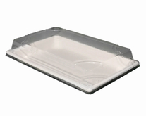 Коробка для суши из сахарного тростника с крышкой № 5, 240х154х48 мм, 50 шт - фото