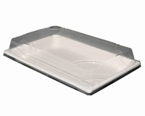 Коробка для суши из сахарного тростника с крышкой № 6, 257х187х48 мм, 50 шт - фото