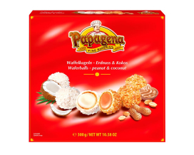 Конфеты вафельные шарики Papagena Waferballs Peanut & Coсonut кокосом и арахисом, 300 г (9002859052842) - фото