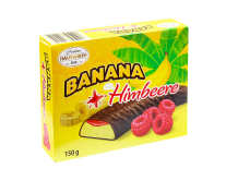 Бананове суфле з малиною в шоколаді Hauswirth Banana Plus Himbeere, 150 г (9001395712012) - фото