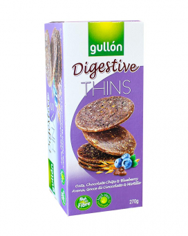 Печенье злаковое с шоколадом и черникой GULLON Digestive Thins Finas, 270 г  - фото