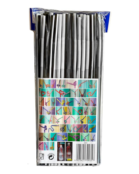 Трубочка Артистик черно-белая d6, 26 см, 100 шт - фото